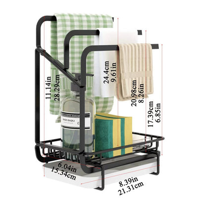 Black Sink Sponge & Soap Caddy with Drain Tray | Viva AquaSink