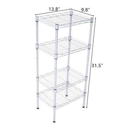 Rectangular Four Story Household Storage Rack, Silver Gray