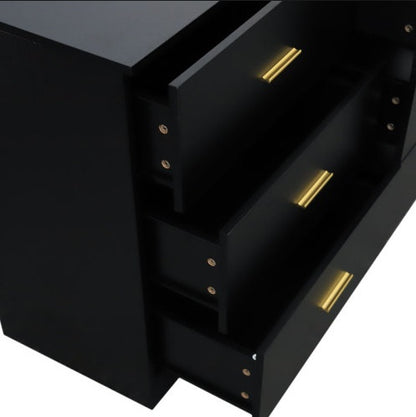 Viva Elite Noire Six-Drawer Bedroom Vanity Collection - The Future of Dramatic Elegance