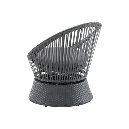 Modern Gray Wicker Lounge Chair | Stylish Rattan & Iron Frame for Indoor & Outdoor Relaxation