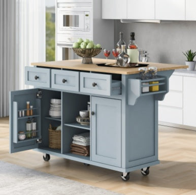 Viva Atelier Solene Drop-Leaf Rubberwood Kitchen Cart