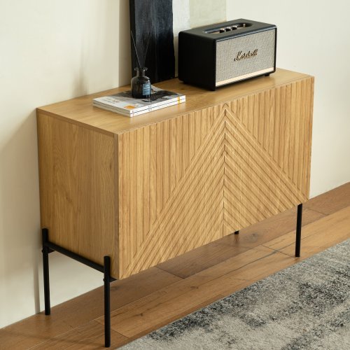 Modern Fiberboard Groove Storage Cabinet – Smart Organization for Your Home
