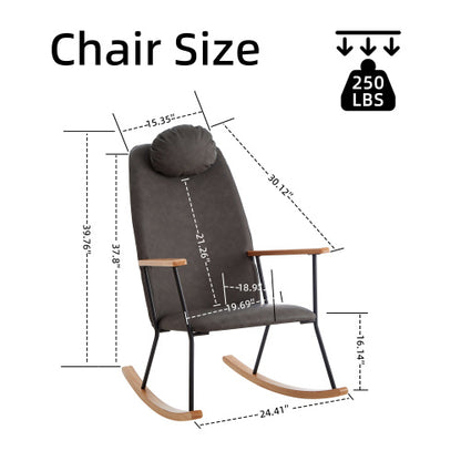 Dark Gray Upholstered Rocking Chair | Viva Cozy Retreat