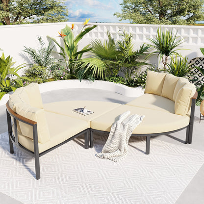 Beige 4-Piece Outdoor Courtyard Conversation Set | Viva Metro