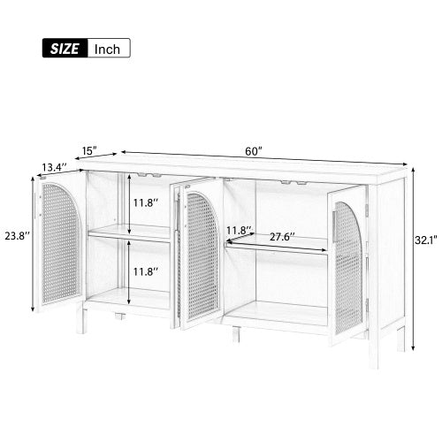 Viva Atelier Palma Large Storage Sideboard with Faux Rattan Doors