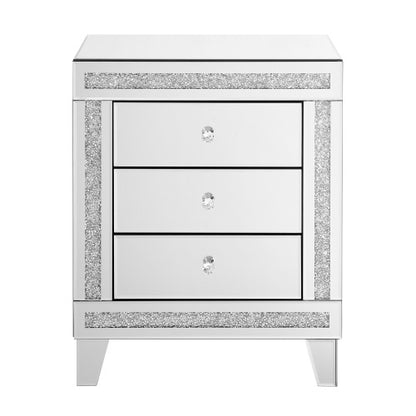Silver Mirror Three-Drawer Cabinet – Elegant Multi-Purpose Storage Solution