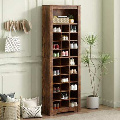 Rustic Brown Tall Shoe Cabinet Console | Viva