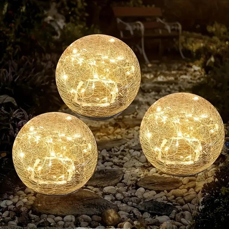 Viva Elite Premium Solar Crackle Glass Ball Light - Artisan Garden Sphere