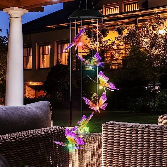 Viva Elite Solar Butterfly Wind Chime - Color-Changing Garden Symphony