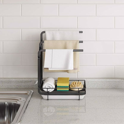 Black Sink Sponge & Soap Caddy with Drain Tray | Viva AquaSink