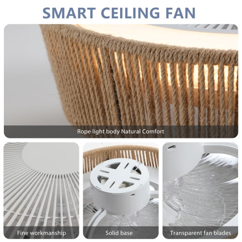 Bohemian Style LED Dimmable Ceiling Light with Built-in Fan & Remote Control