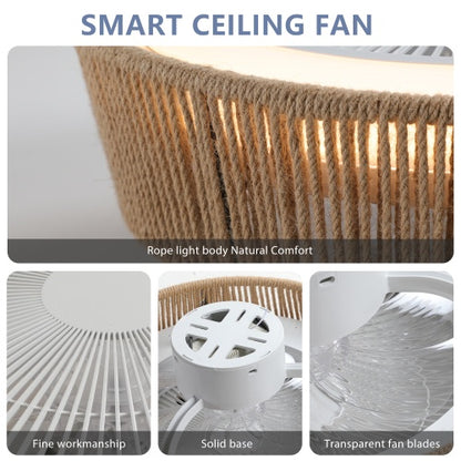 Bohemian Style LED Dimmable Ceiling Light with Built-in Fan & Remote Control