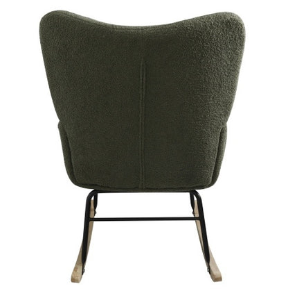 Olive Green Teddy Upholstered Rocking Chair | Viva Cozy Retreat