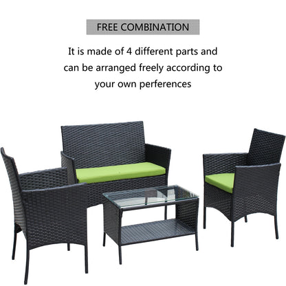 🌿 Viva Solace™ 4-Piece Rattan Patio Furniture Set – Outdoor Elegance, Everyday Comfort