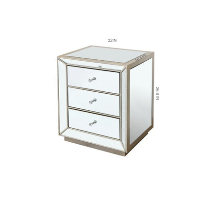Elegant Silver Mirror Three-Drawer Cabinet – A Perfect Blend of Style and Functionality