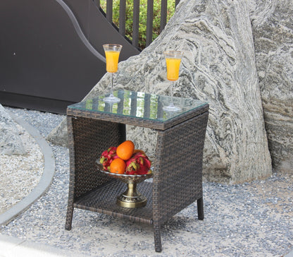 Outdoor Patio Coffee Table with Clear Tempered Glass - Elegant & Weather-Resistant