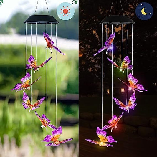 Viva Elite Solar Butterfly Wind Chime - Color-Changing Garden Symphony