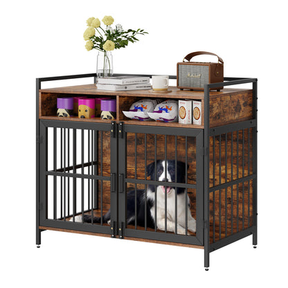 41-Inch Dog Crate Furniture with Storage & Double Doors | Viva