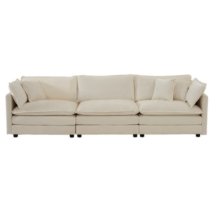 Beige Chenille 3-Seater Sofa with Pillows | Viva Kensington