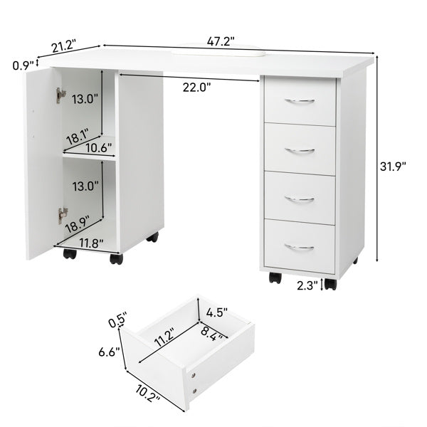 Viva Bianca Four-Drawer Computer & Nail Art Desk