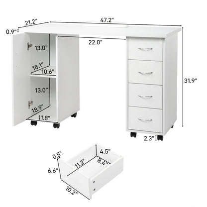 Viva Bianca Four-Drawer Computer & Nail Art Desk