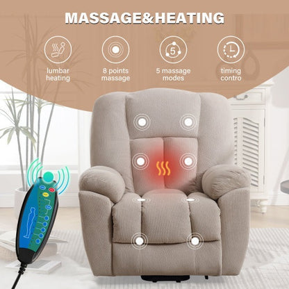 Power Lift Recliner Chair Recliners For Elderly With Heat And Massage Recliner Chair For Living Room With Infinite Position And Side Pocket,USB Charge Port