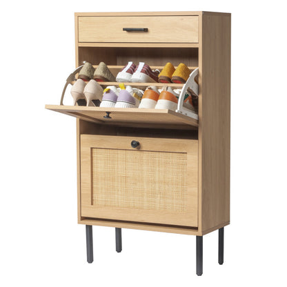 Viva Essentials – Rattan Shoe Cabinet with Drawstring & Dual Compartments
