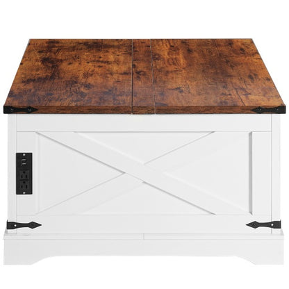 Modern Multi-Functional Lifting Coffee Table - Vintage White (90cm)