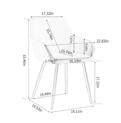 Leisure Modern Living Dining Room Accent Arm Chairs Club Guest With Strong Black Metal Legs, Set Of 2, TEDDY Fabric Beige