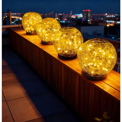 Viva Elite Premium Solar Crackle Glass Ball Light - Artisan Garden Sphere