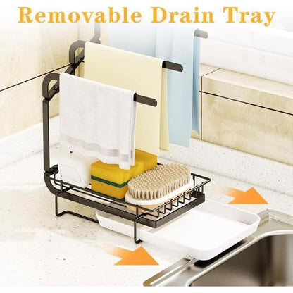 Black Sink Sponge & Soap Caddy with Drain Tray | Viva AquaSink