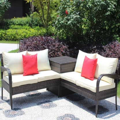 Brown 3-Piece Patio Sectional with Storage | Viva Capri