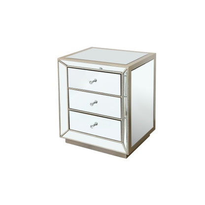 Elegant Silver Mirror Three-Drawer Cabinet – A Perfect Blend of Style and Functionality