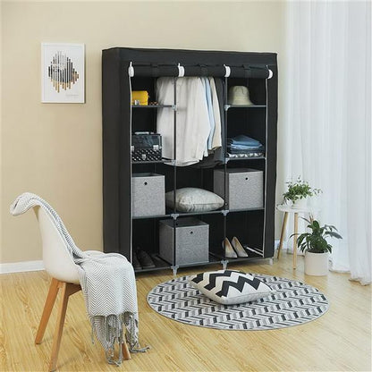 4-Tier 10-Compartment Nonwoven Wardrobe, Black | Viva