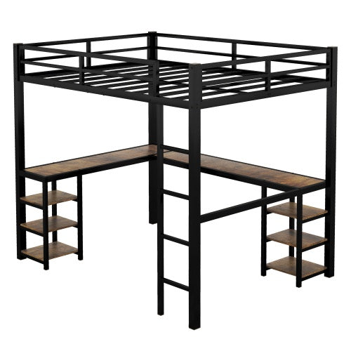 Viva Orion Full XL Metal Loft Bed with Desk & Shelves