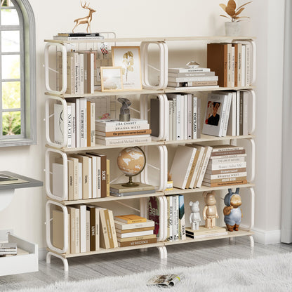 5-tier industrial bookshelf styled with books and decor