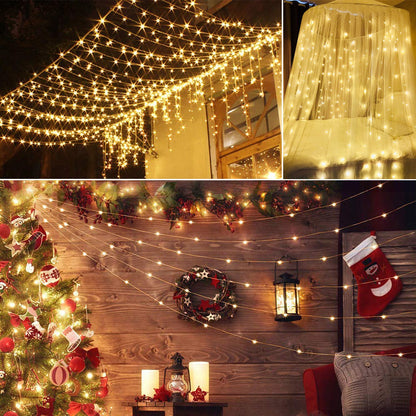 Viva Elite LED Curtain String Lights - 300 LEDs 8-Mode Remote (10ft)