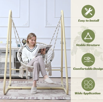 Luxurious Macrame Swing Chair with Stand – Perfect for Relaxing Indoors & Outdoors