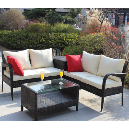 Brown 4-Piece Patio Sectional with Storage | Viva