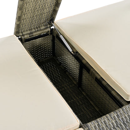 Patio Daybed Outdoor Daybed Outdoor Rattan Sun Lounger With Shelter Roof With Adjustable Backrest, S