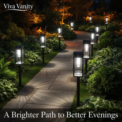 Viva Elite Solar Pathway Lights – 6-Pack Cold White LED Garden Illumination