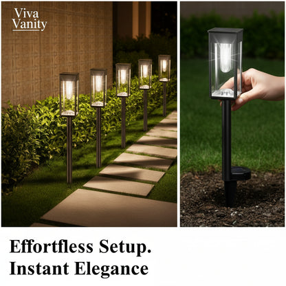 Viva Elite Solar Pathway Lights – 6-Pack Cold White LED Garden Illumination