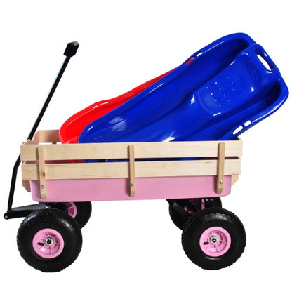 Heavy-Duty All-Terrain Wooden Wagon Cart – Perfect for Gardens, Yards & Outdoor Adventures