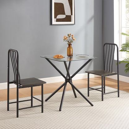 Black & Brown 3-Piece Dining Set for 2 | Viva