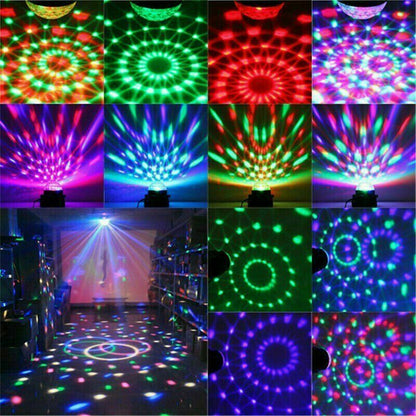 Collage of disco ball effects in various colors and settings.