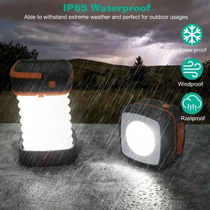 Two outdoor lights with rainproof features on a rainy day background