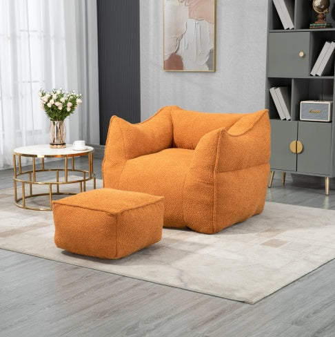 Orange High-Back Bean Bag Chair & Ottoman | Viva Celeste