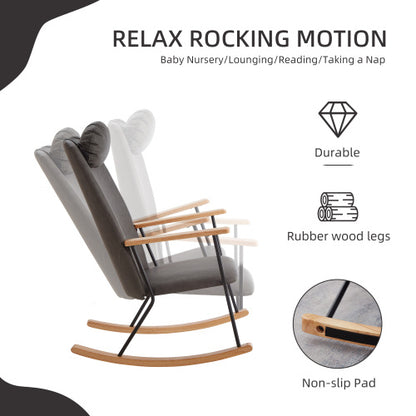 Dark Gray Upholstered Rocking Chair | Viva Cozy Retreat