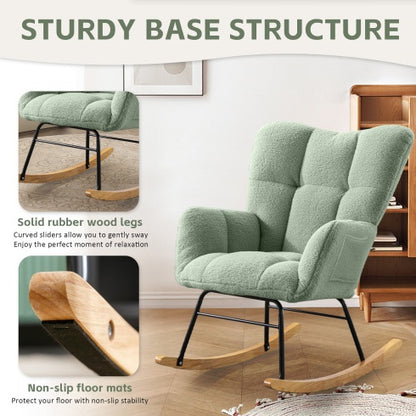 Light Green Teddy-Fabric Rocking Chair | Viva