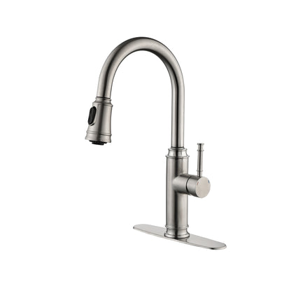 Single Handle High  Pull Out Kitchen Faucet, Single-stage Stainless Steel Kitchen Sink Faucet, With Pull Down Spray